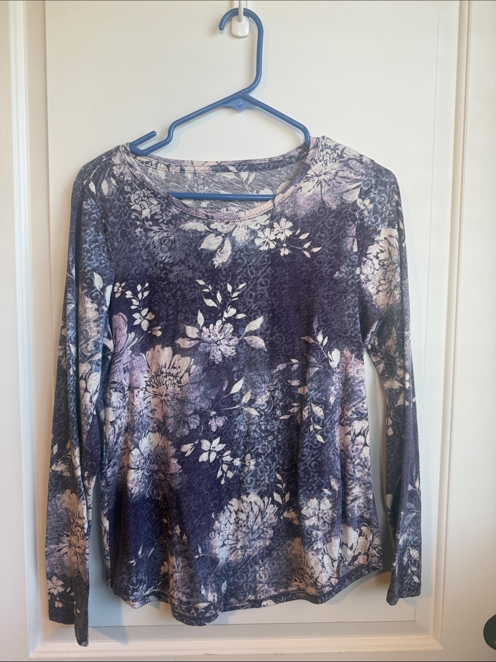 Sonoma Purple Floral Long-Sleeve Crewneck Top